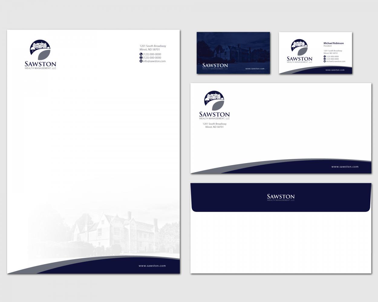 Business Card & Stationery Design for Sawston Wealth Management, LLC