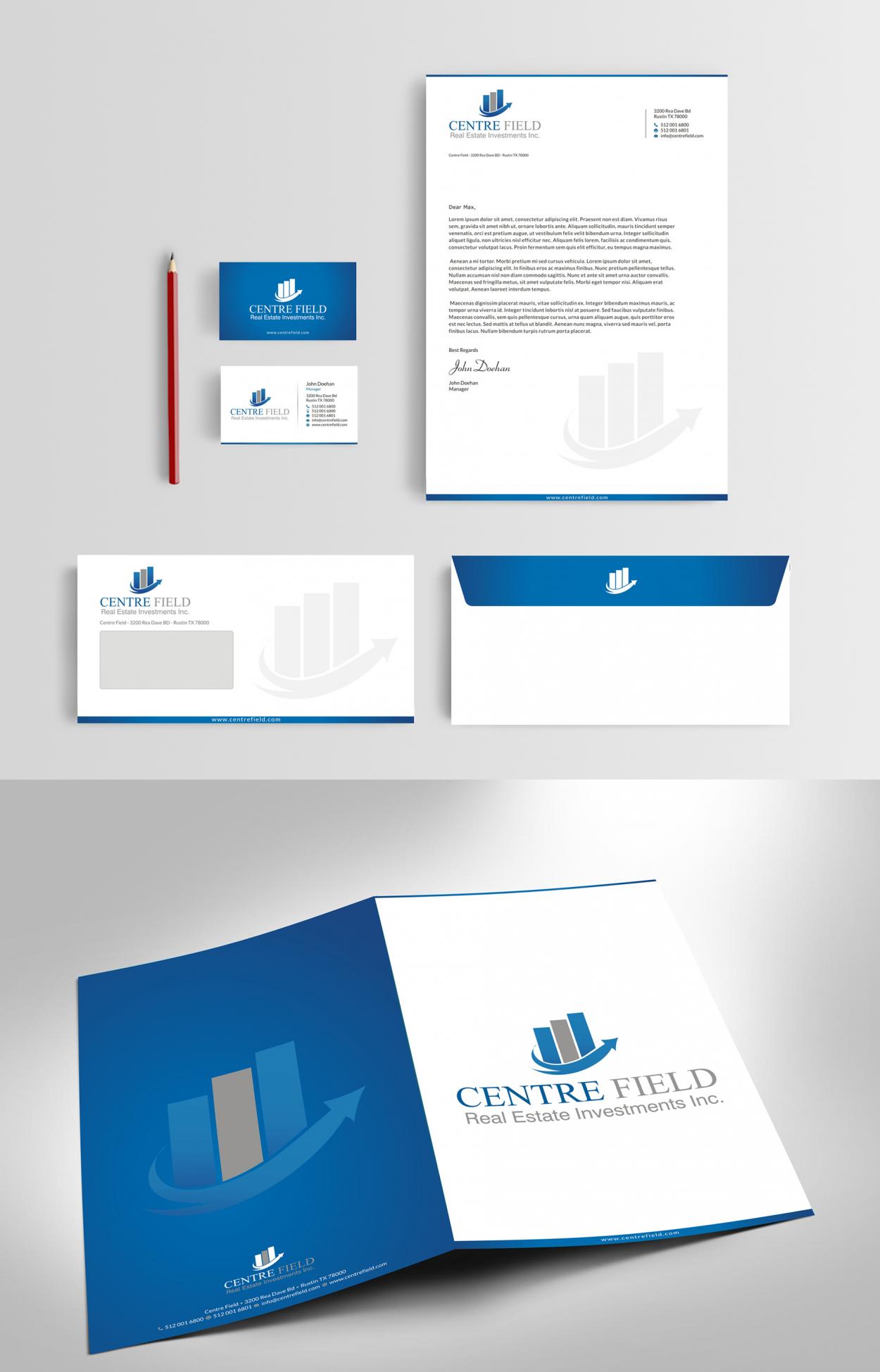 Business Card & Stationery Design for Centre Field Real Estate Investments Inc.