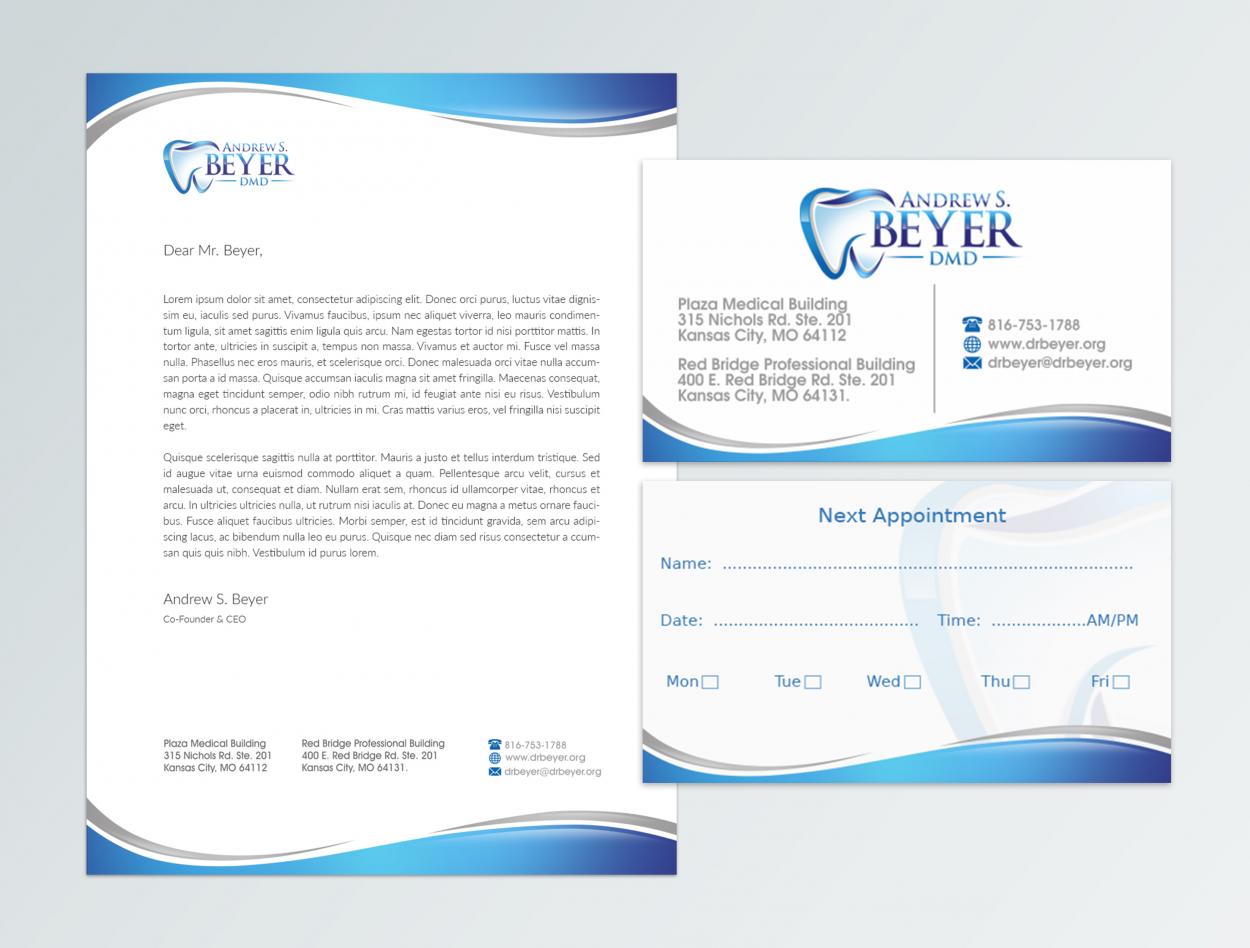 Business Card & Stationery Design for Andrew S. Beyer, DMD