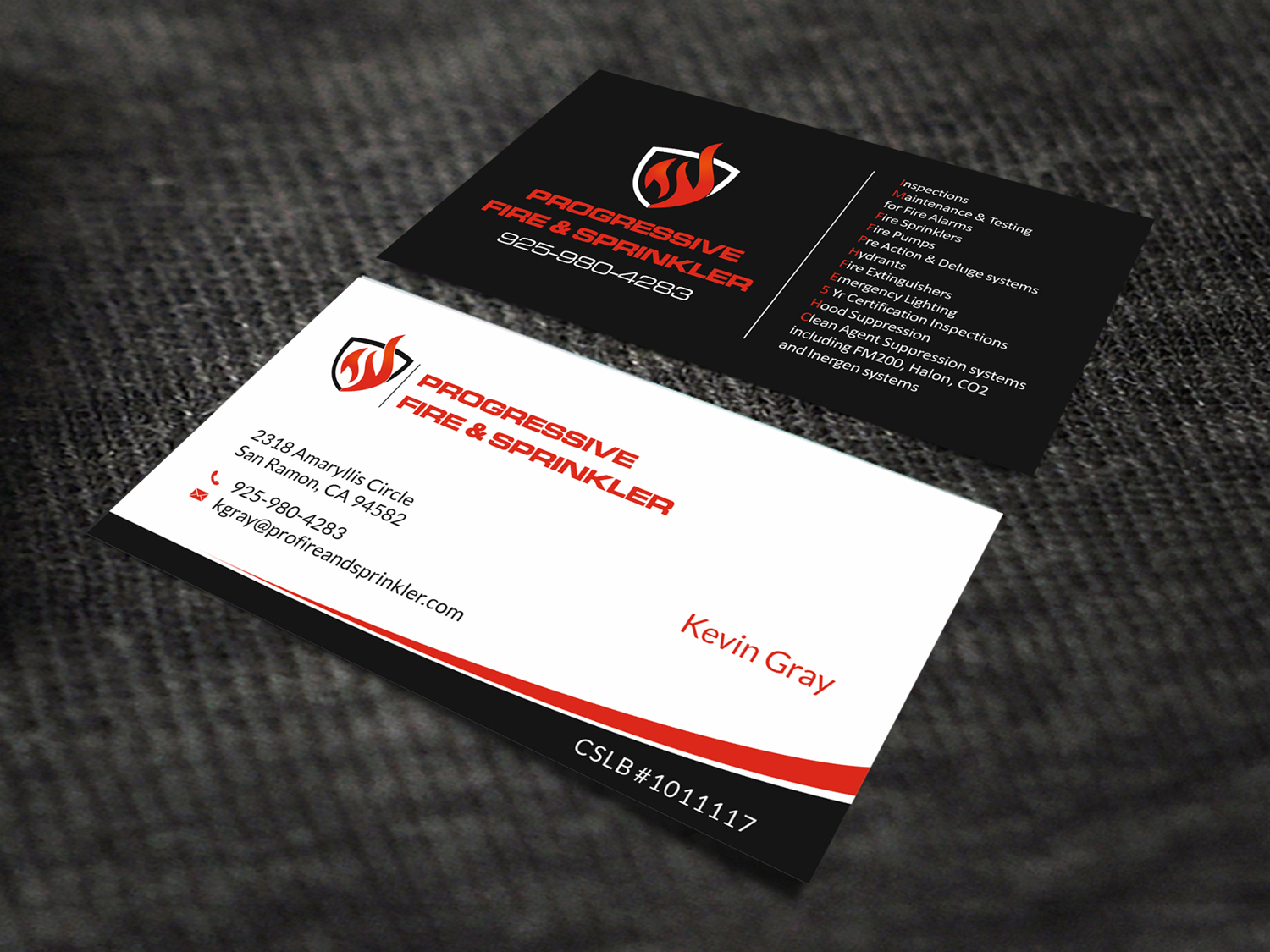 Business Card & Stationery Design for Progressive Fire & Sprinkler Service