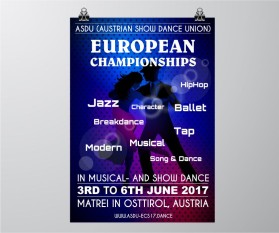 Poster for the European Championships in Musical- &amp; Showdance, www.asdu-ecs17.dance entry by KajiRo