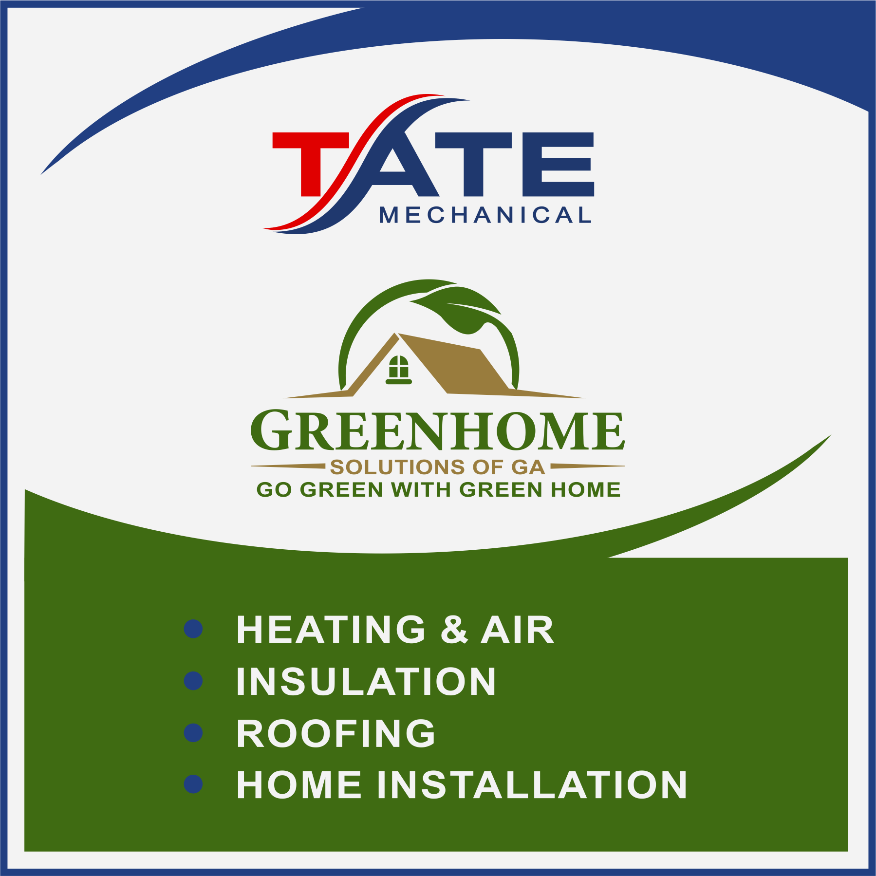 Graphic Design for Greenhome Solutions of GA AND Tate Mechanical