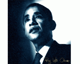 T- shirt  PRAY WITH OBAMA with words and photo graph entry by purplebunnydesigns