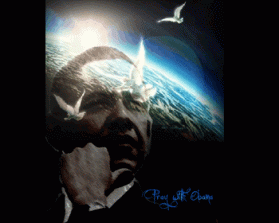 T- shirt  PRAY WITH OBAMA with words and photo graph entry by purplebunnydesigns