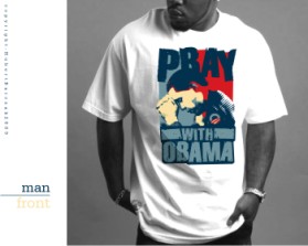 T- shirt  PRAY WITH OBAMA with words and photo graph entry by hubertbarczak