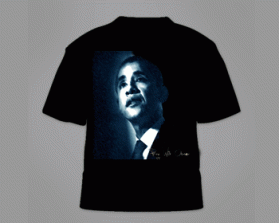 T- shirt  PRAY WITH OBAMA with words and photo graph entry by purplebunnydesigns