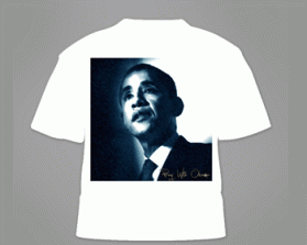 T- shirt  PRAY WITH OBAMA with words and photo graph entry by purplebunnydesigns