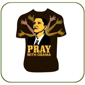 T- shirt  PRAY WITH OBAMA with words and photo graph entry by maadezine