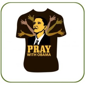 T- shirt  PRAY WITH OBAMA with words and photo graph entry by maadezine
