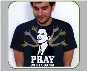 T- shirt  PRAY WITH OBAMA with words and photo graph entry by maadezine
