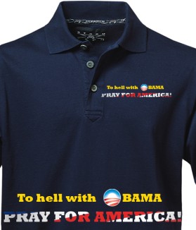 T- shirt  PRAY WITH OBAMA with words and photo graph entry by Magik