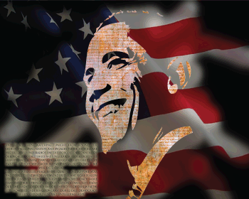 T-Shirt Design for T- shirt PRAY WITH OBAMA with words and photo graph