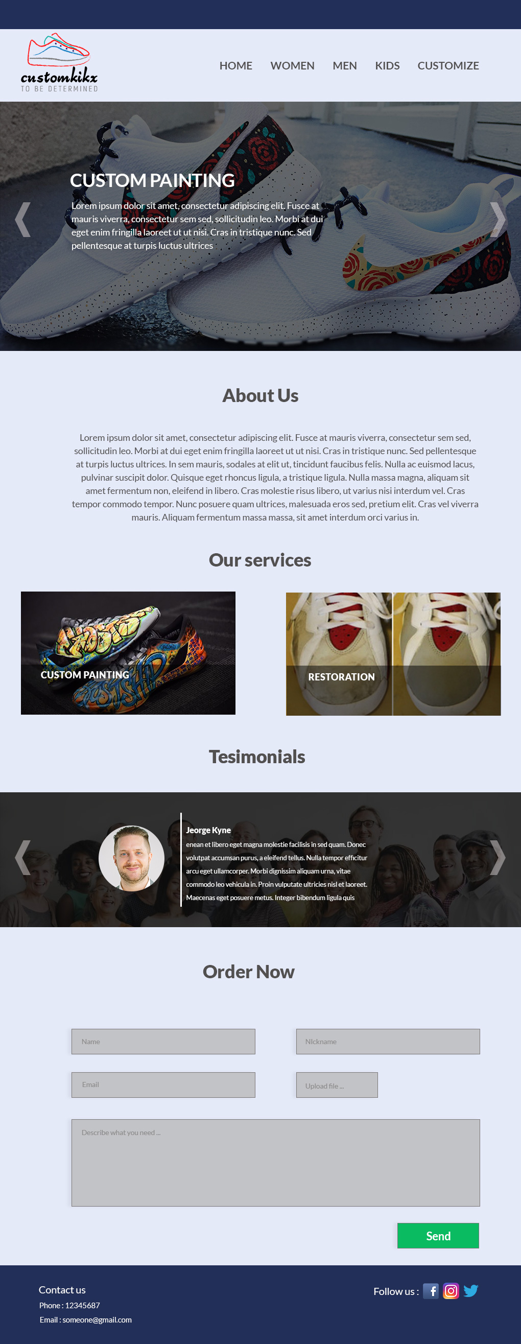 Web Design for CUSTOMKIKX.com