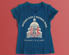 Women ran, Woman won. Thanks, Hillary. entry by Edge Creative