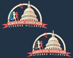 Women ran, Woman won. Thanks, Hillary. entry by logohub