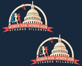 Women ran, Woman won. Thanks, Hillary. entry by logohub