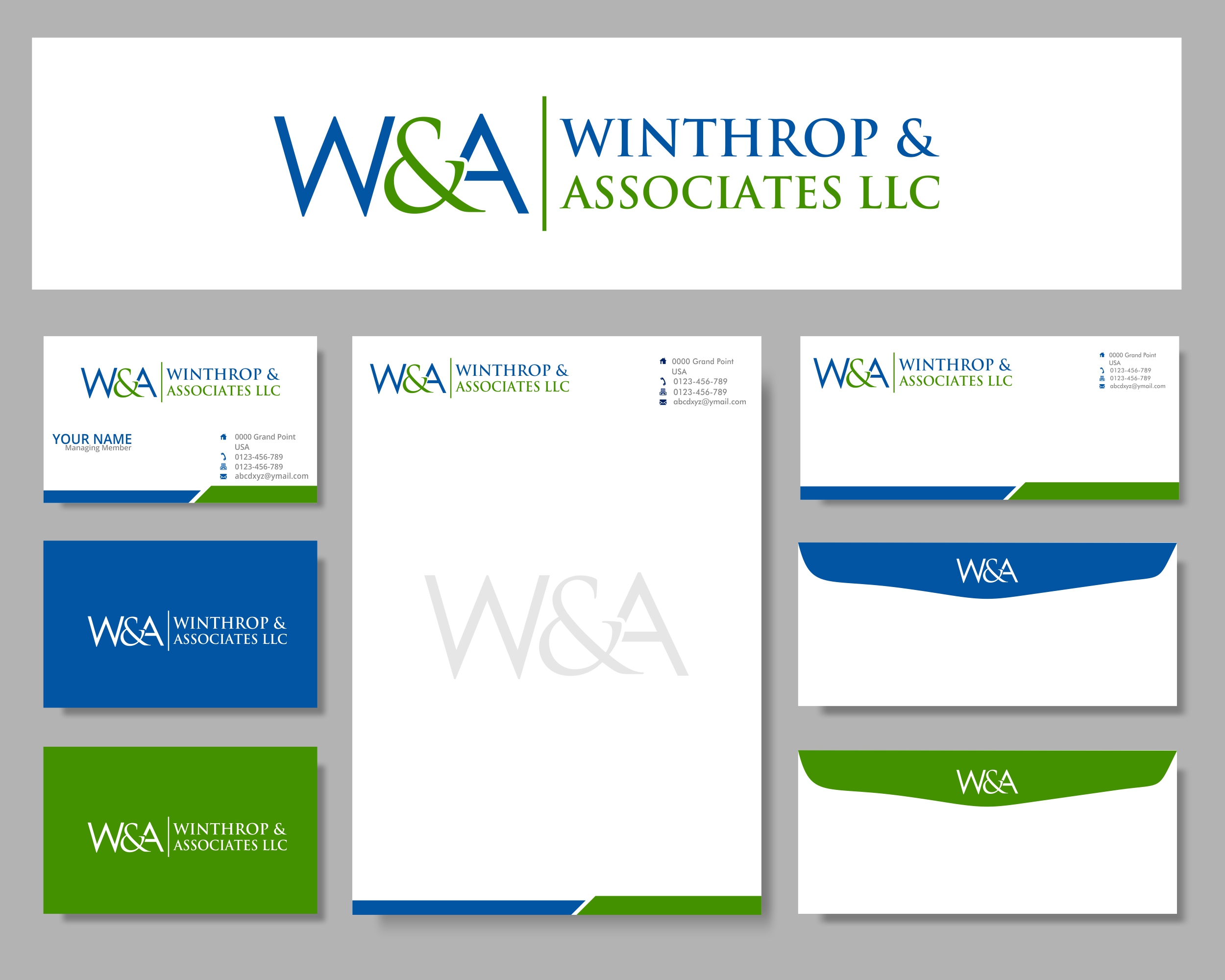 Business Card & Stationery Design for Winthrop &amp; Associates, LLC