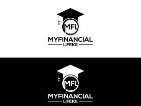 MyFinancialLife101.com is mfl101.com (both registered): Wanting mfl and 101 stacked on top of each other with a graduation cap hangning off the upper righ hand corner of block where the 'l' or 'L' is located entry by T2T