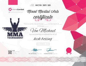 Arena Combat, certificate for rank entry by wilfernando
