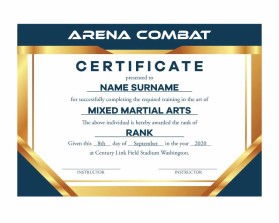 Arena Combat, certificate for rank entry by REY ARAULLO