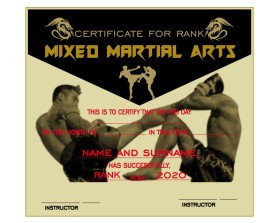 Arena Combat, certificate for rank entry by Don Bosco Jliteng W.W.A