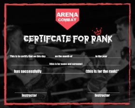 Arena Combat, certificate for rank entry by adam