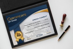 Arena Combat, certificate for rank entry by Amit Kumar