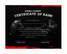 Arena Combat, certificate for rank entry by Joel Bonete