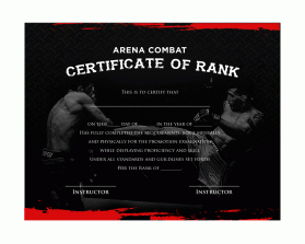 Arena Combat, certificate for rank entry by Joel Bonete