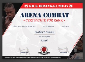 Arena Combat, certificate for rank entry by Prakash Das