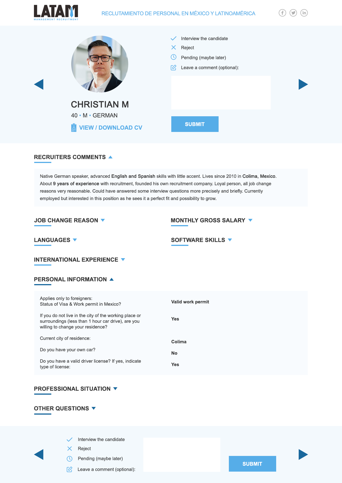 Graphic Design for LATAM Management Recruitment